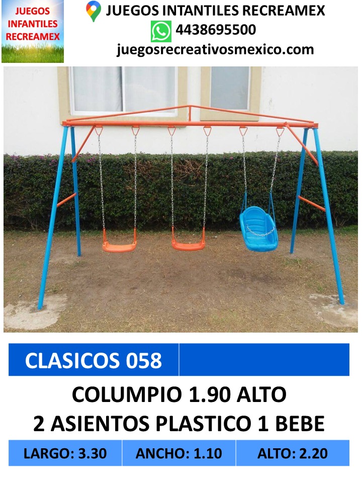 columpio 3 asientos con 1.90m de alto